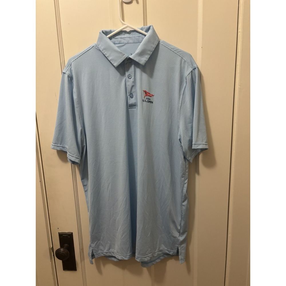 US Open Polo Shirt Men's Large LACC 123rd US Open Blue Stripe Golf Tournament